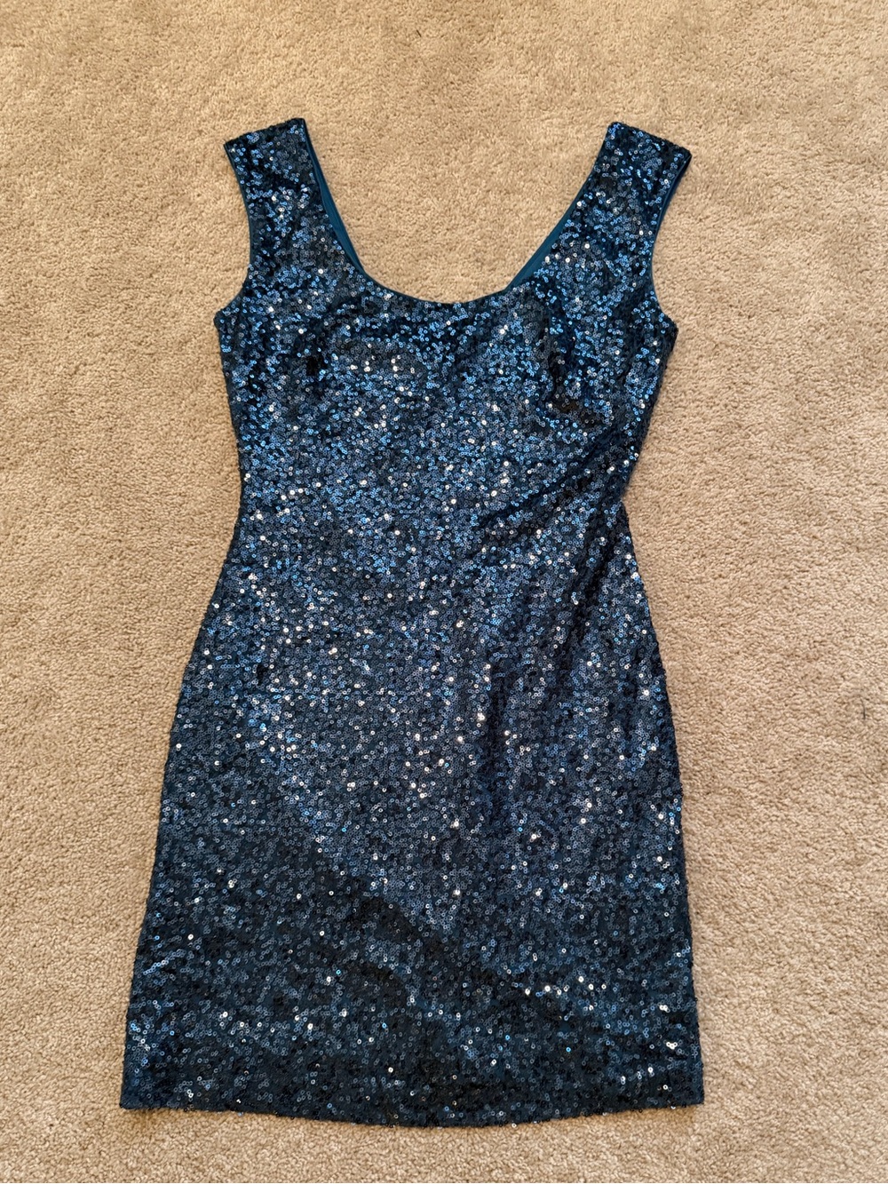 Guess blue green sleeveless sequin cocktail mini dress